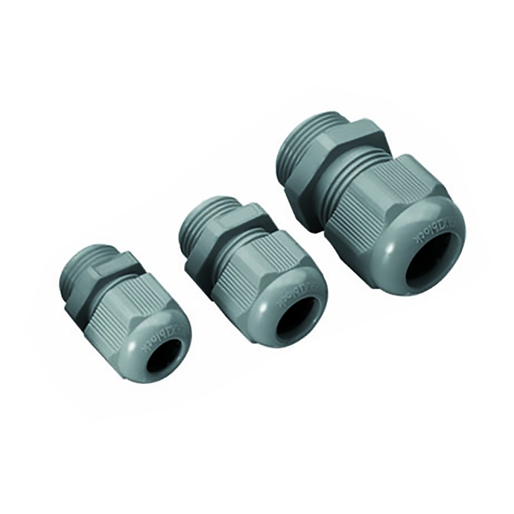 Reduced Entry Nylon Cable Glands, Dark Gray, M16x1.5 Threads, Tightening nut: 19mm, 3-7mm Clamping Range