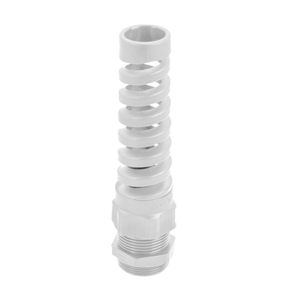 M25 Spiral Cable Gland, Spiral Strain Relief Connector, Flexible Strain Relief, UL Listed, Gray