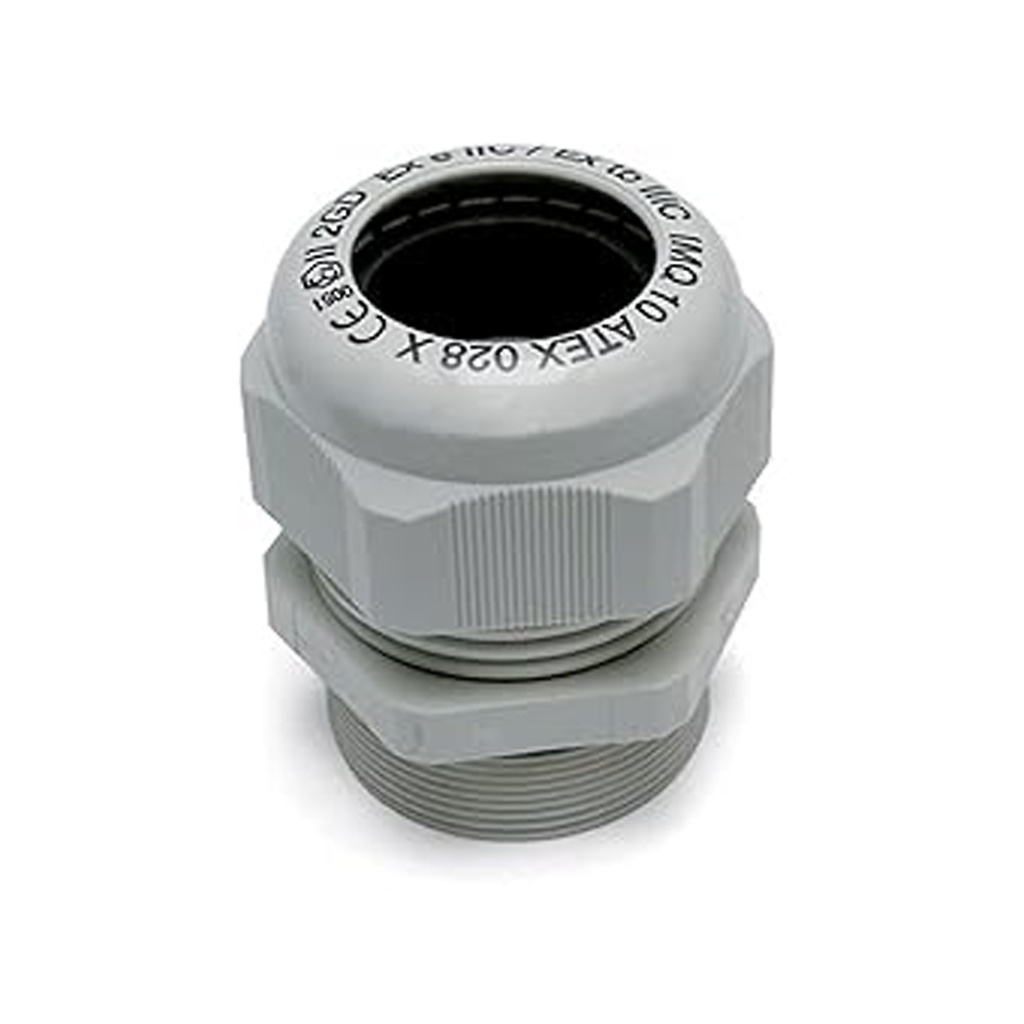 M16 Plastic Hazardous Location Cable Gland, ATEX & Ex Rated, Gray, IP65