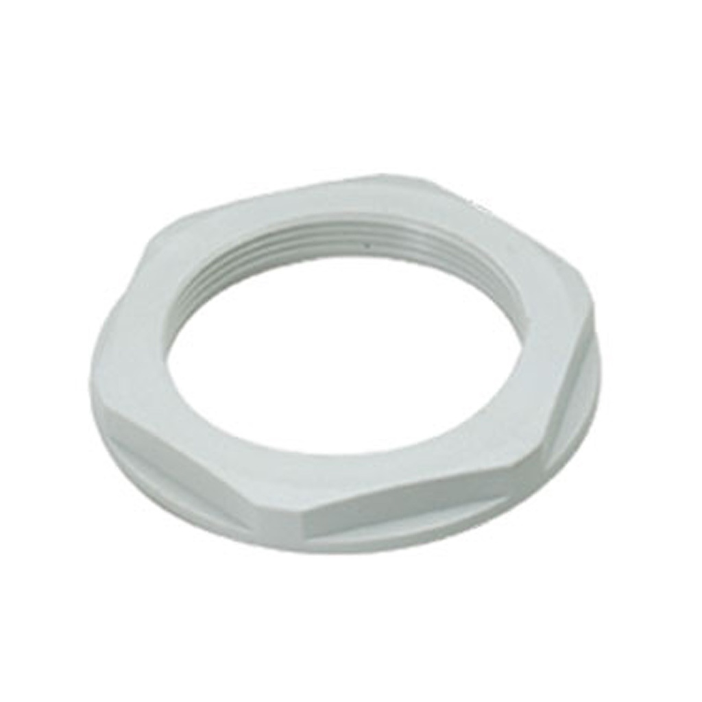 ASI  PG7 threaded locknut with collar, light gray plastic, IP68