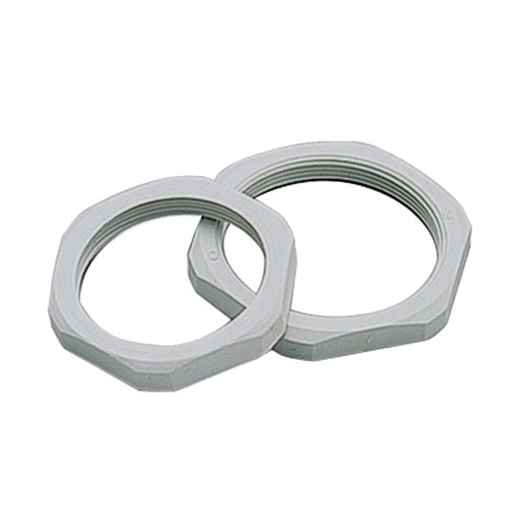 PG9 Nylon Locking Nut, Gray, without collar