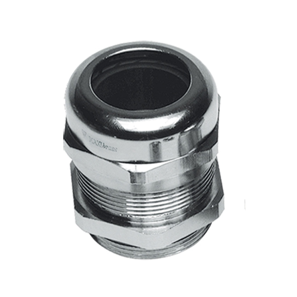 M12 EMC Cable Gland, Nickel-Plated Brass, 3-6.5mm Clamping Range, IP68 Rated