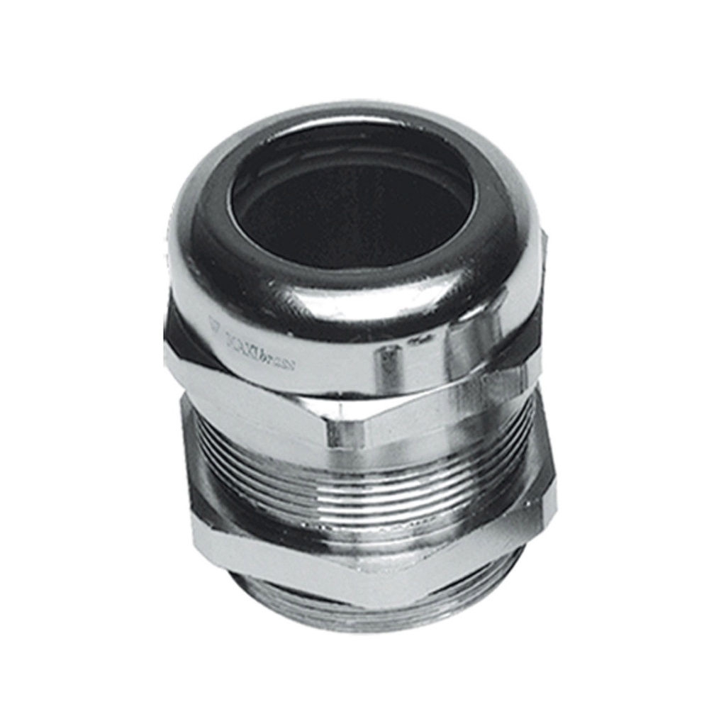 M40 EMC Cable Gland, Nickel-Plated Brass, With Locknut, 19-27mm Clamping Range, IP68 Rated