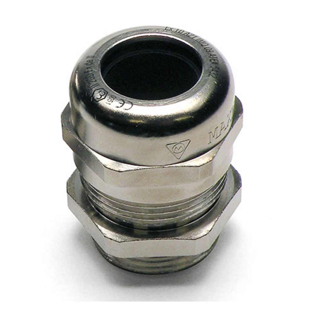 ASI M25 Hazardous Location Cable Gland, 25.4 Mounting Hole, 11-17 mm Clamping range, Nickel Plated Brass, ATEX, IP65