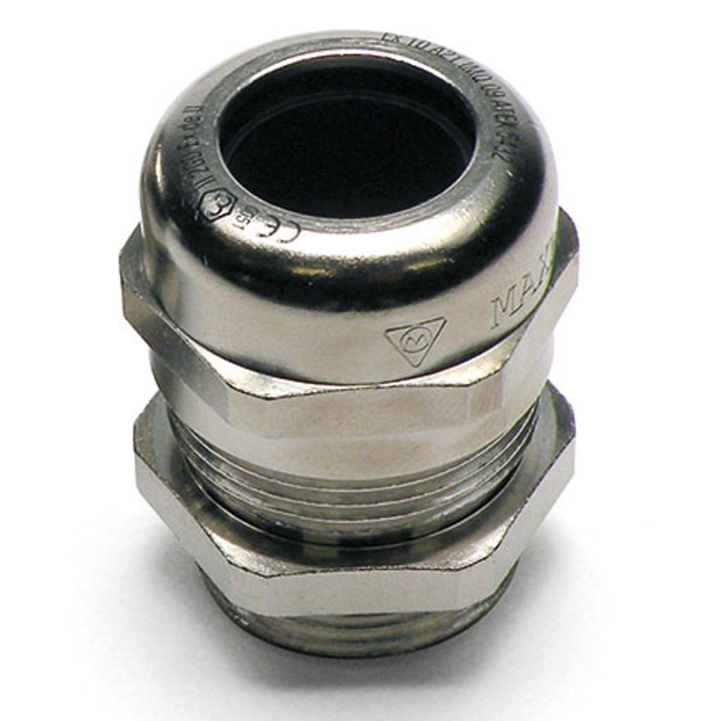 ASI  M50 Hazardous Location Cable Gland, 50.5 Mounting Hole, 26-35 mm Clamping range, Nickel Plated Brass, ATEX, IP65