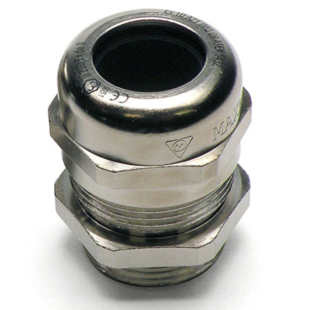 M63 Hazardous Location Cable Gland, 35-42 mm Clamping range, Nickel Plated Brass, ATEX, IP65