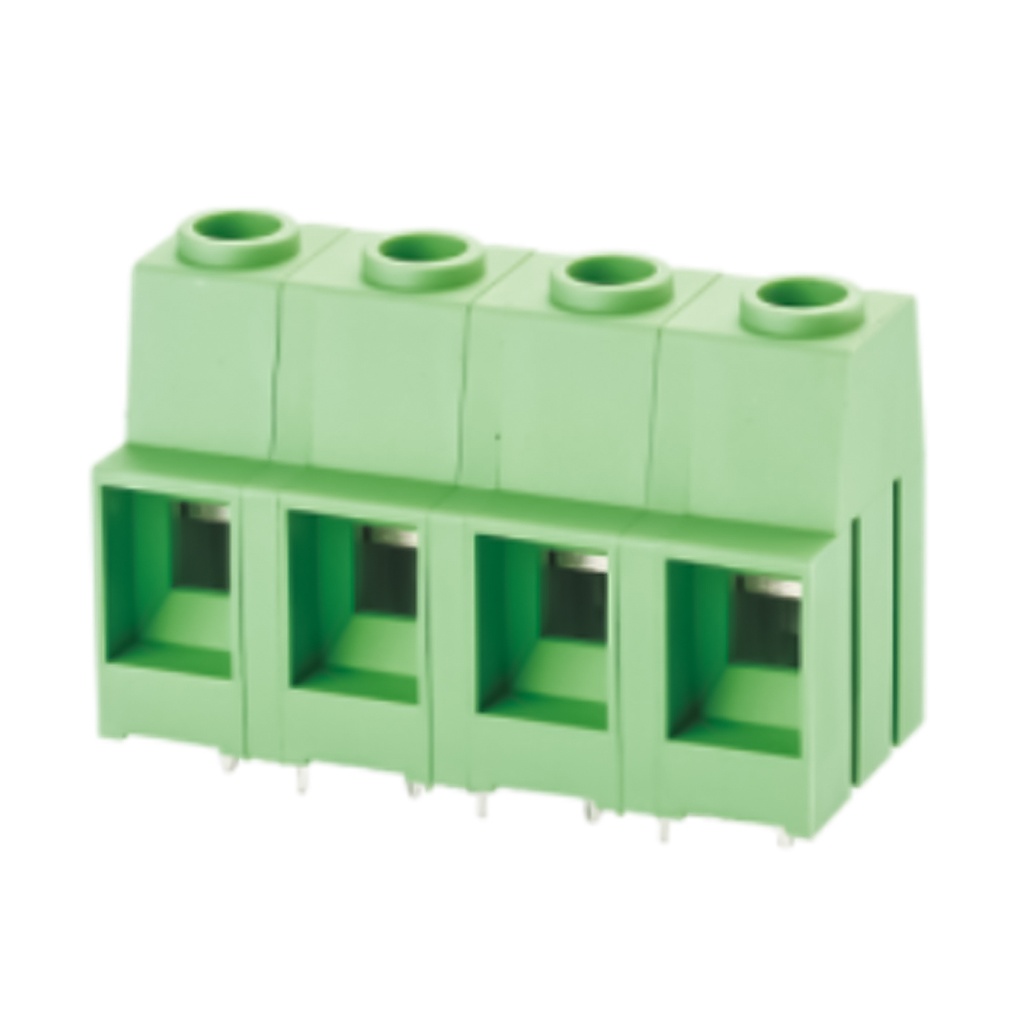 2 Position 65A Printed Circuit Board (PCB) Terminal Block, Interlocking Housing, 20-6AWG, With Test Location