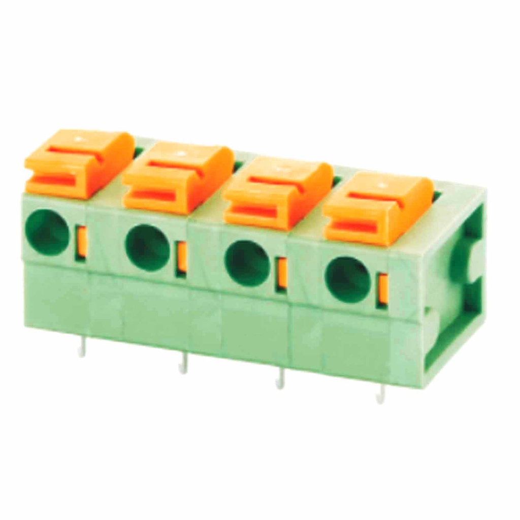 7.62 mm Pitch Fixed Printed Circuit Board (PCB) Terminal Block, Spring Clamp, Front Horizontal Entry, 10 posit