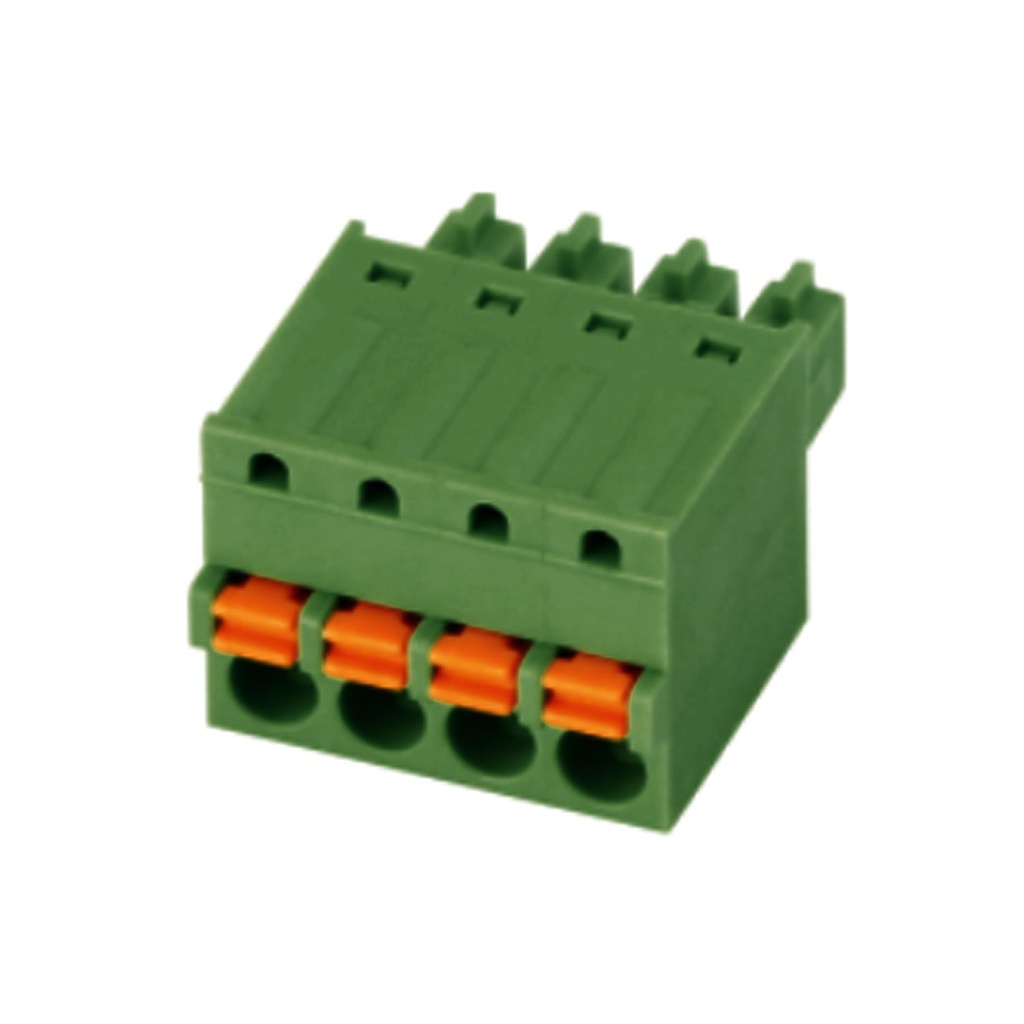 3.5 mm Pitch Printed Circuit Board (PCB) Terminal Block Plug, Spring Clamp, 2-16AWG, 4 Position