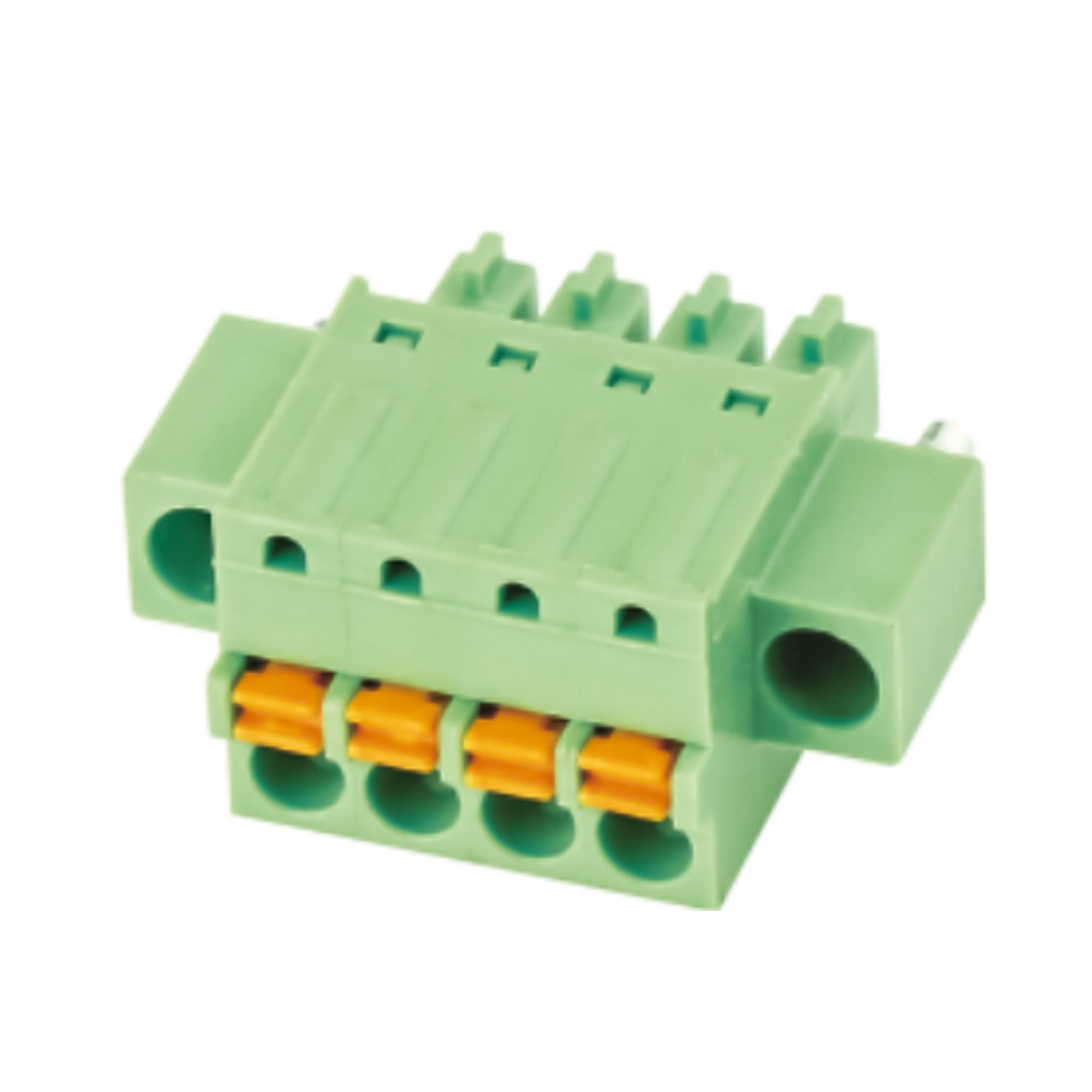 3.5 mm Pitch Printed Circuit Board (PCB) Terminal Block Plug, Spring Clamp, With Screw Locks,  28-16AWG, 10 Position