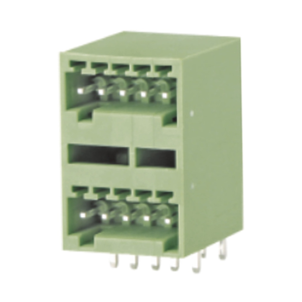 2.5 mm Pitch Printed Circuit Board (PCB) Terminal Block Horizontal Header, Double Level, 10 Position