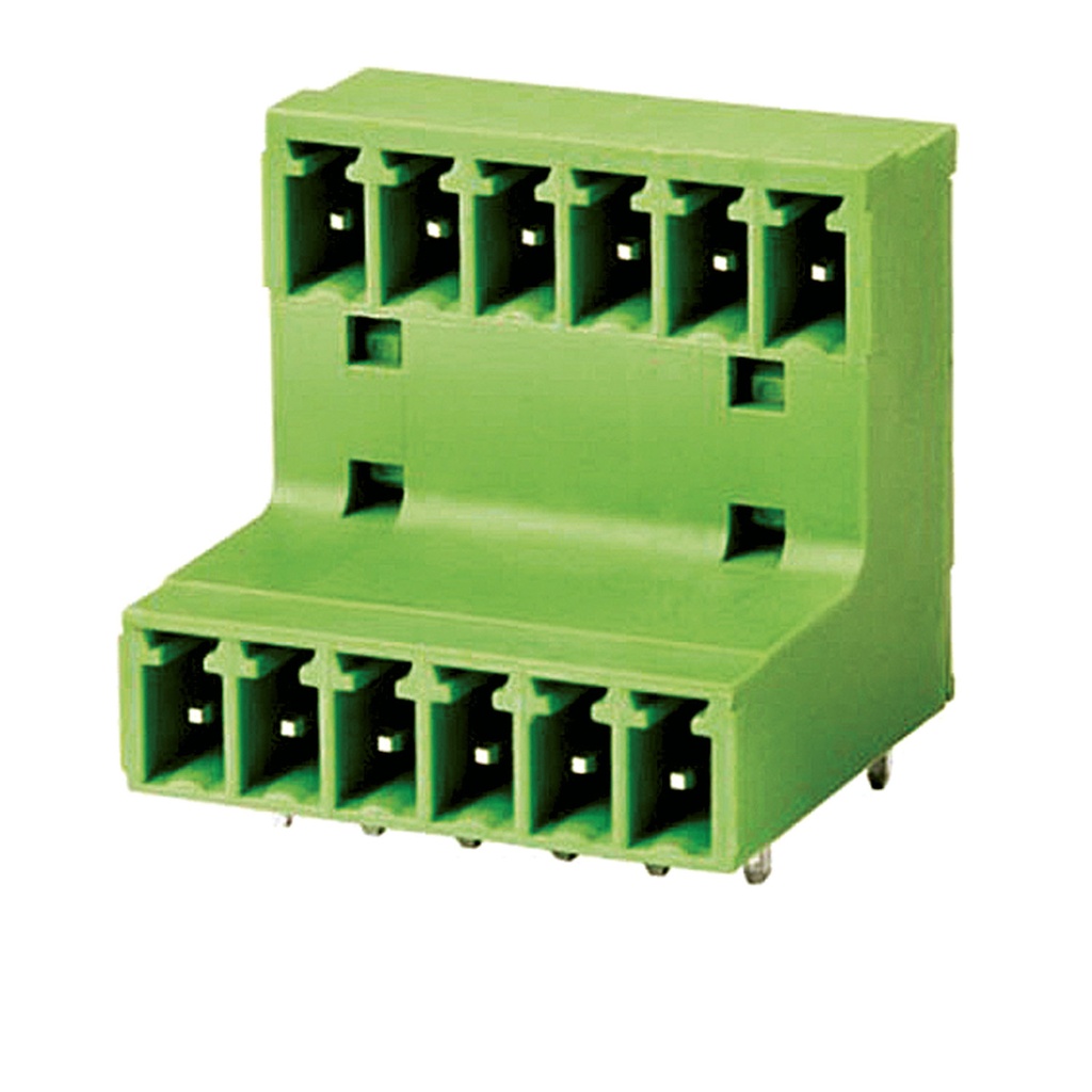 3.5 mm Pitch Printed Circuit Board (PCB) Terminal Block, Offset Horizontal Double Level Header, 11x2