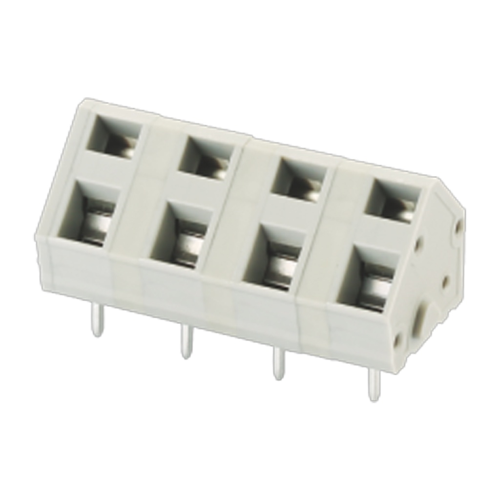 7.5 mm Pitch Fixed Printed Circuit Board (PCB) Terminal Block, Spring Clamp, 45 degree Wire Entry, 10 position