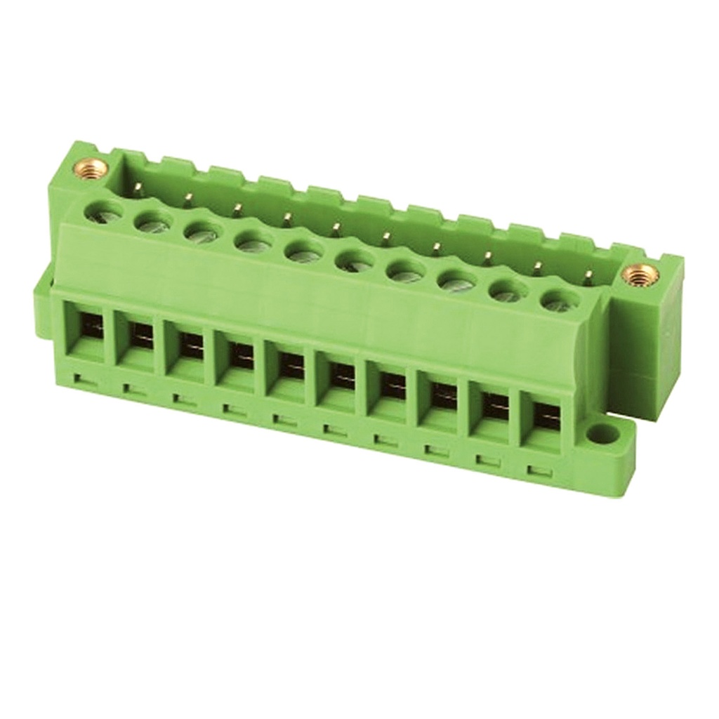 5.08 mm Pitch Panel Mount Terminal Block Header W/ Screw Locks And Screw Clamp Termination, 10 Position