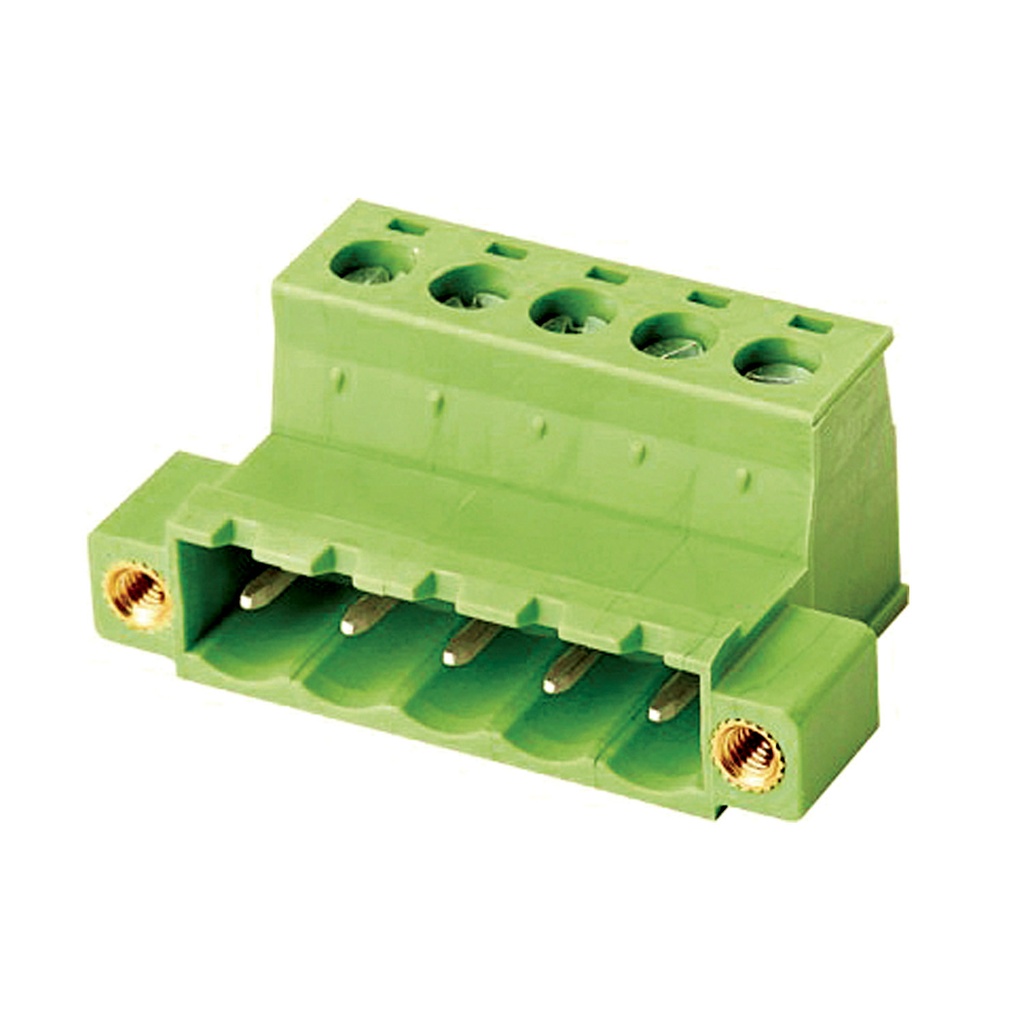 11 Position 5.08 mm Spacing Terminal Block Inverted Connector Plug, Screw Clamp, With Threaded Inserts, 28-12AWG