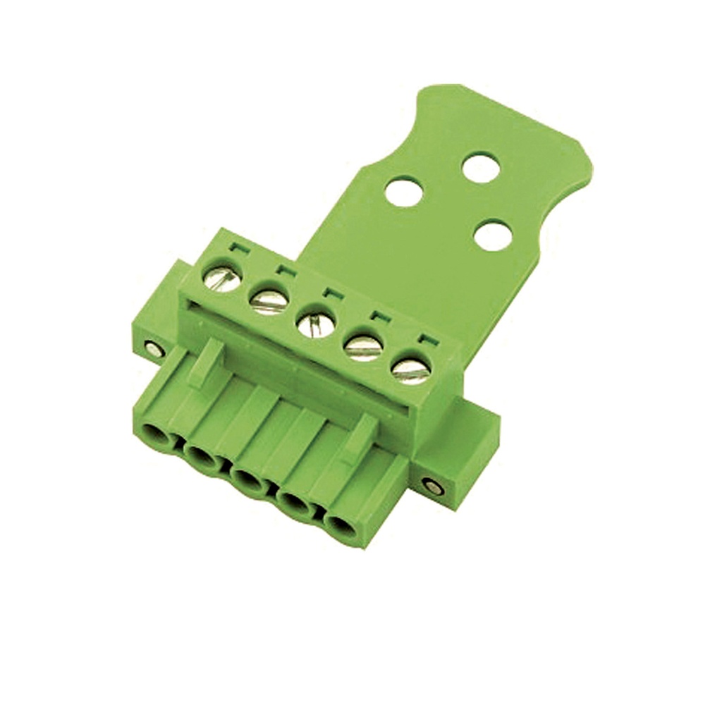 5 mm Pitch Printed Circuit Board (PCB) Terminal Block Plug w/Cable Support and Screw Locks, Screw Clamp, 1