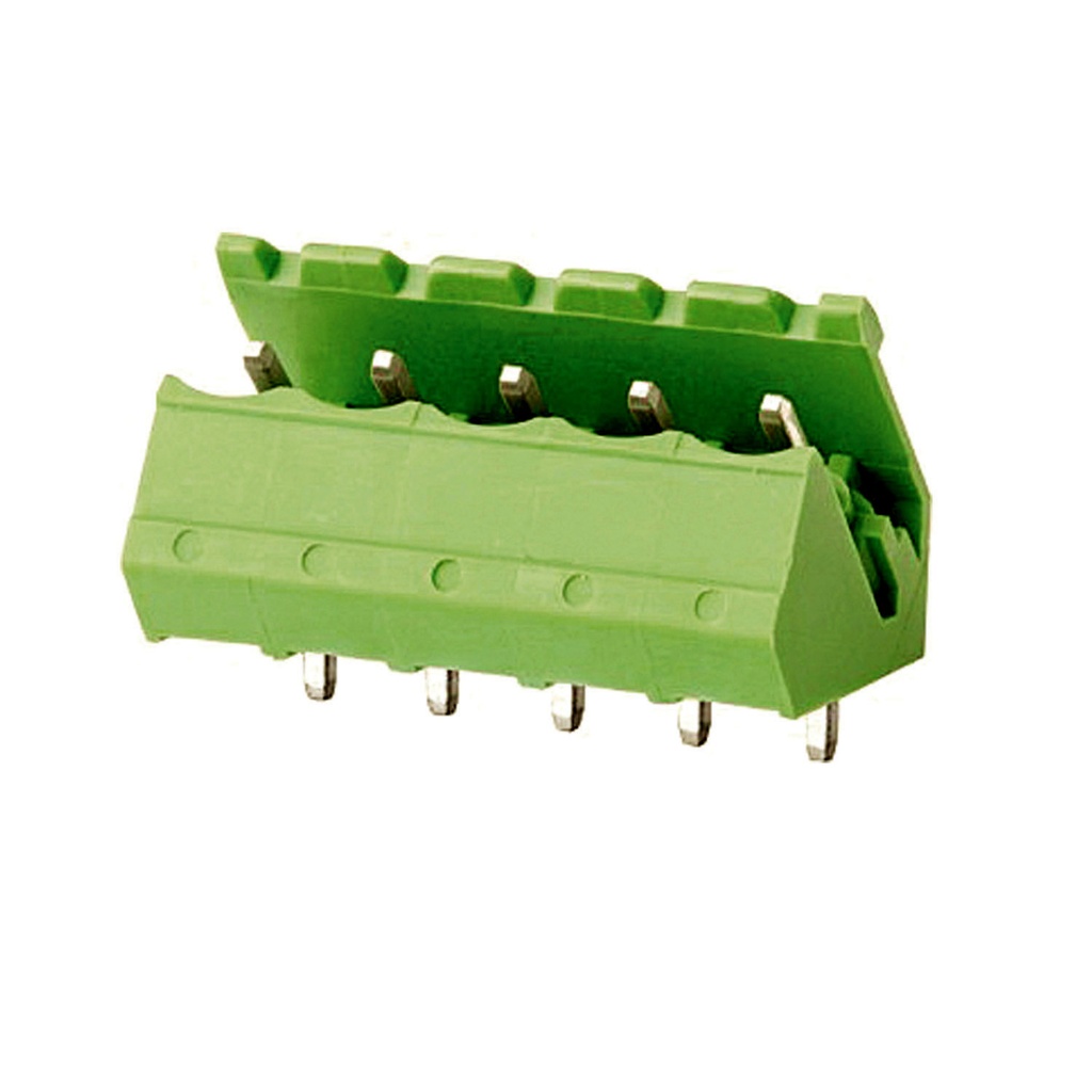 5.08 mm Pitch Printed Circuit Board (PCB) Terminal Block 45 Degree Header With Open Ends,  10 Position