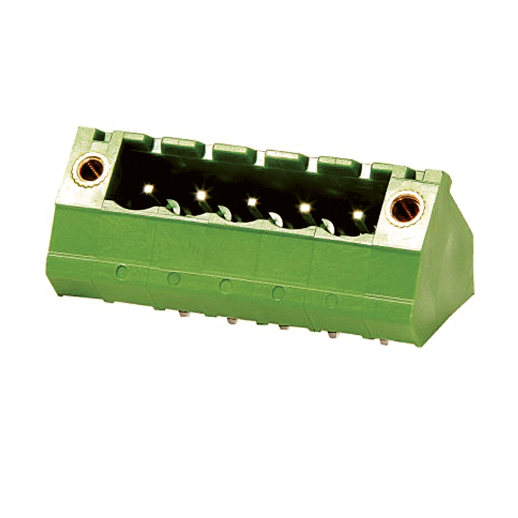 5.08 mm Pitch Printed Circuit Board (PCB) Terminal Block 45 degree Header with screw locks, 11 position