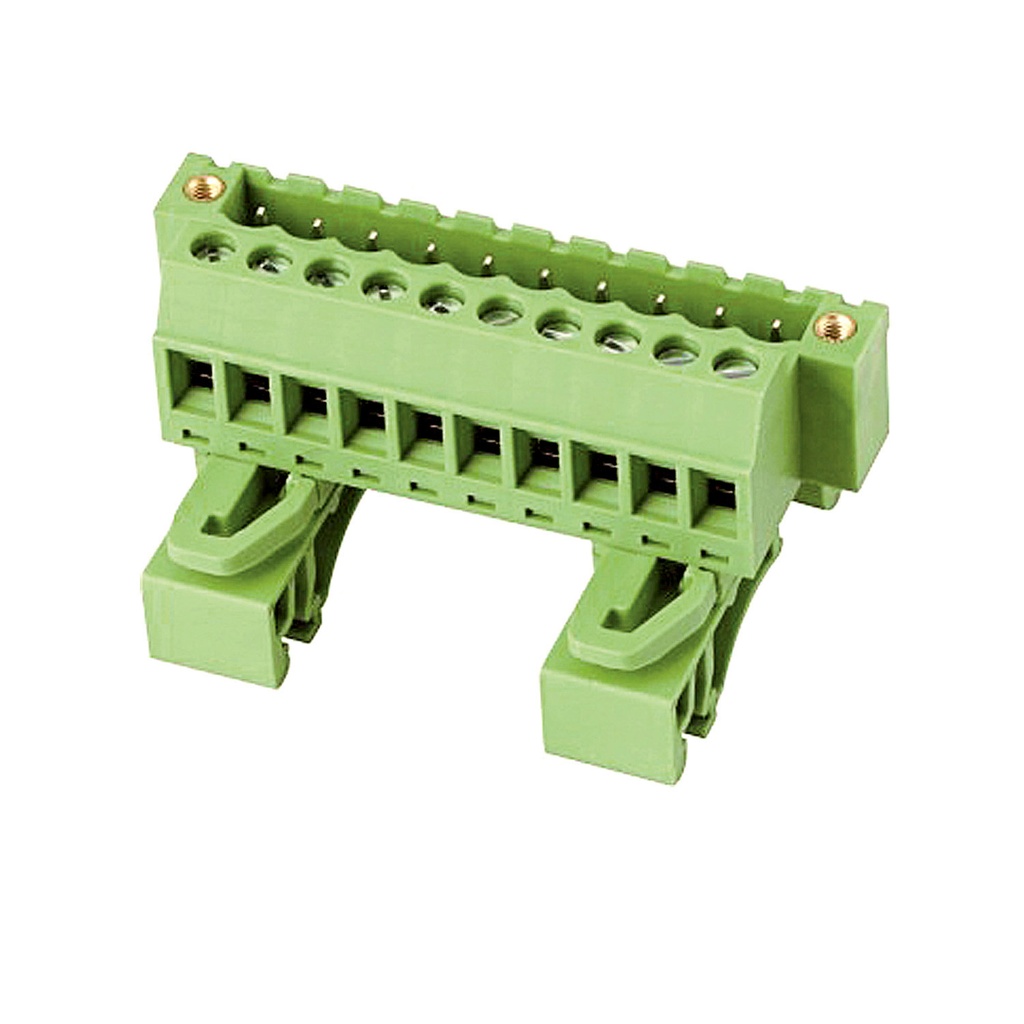 10 Position, 5.08 mm DIN Rail Mounted PCB Terminal Block Header W/Screw Locks, Screw Clamps