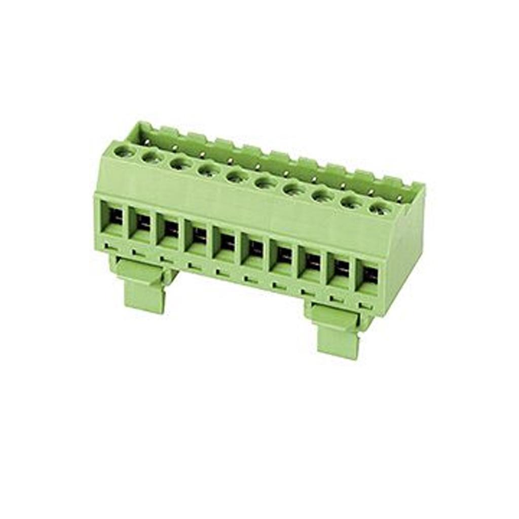 10 Position, 5.08 mm Pitch Pluggable Terminal Block Header, Mini DIN Rail Mount, Screw Clamp