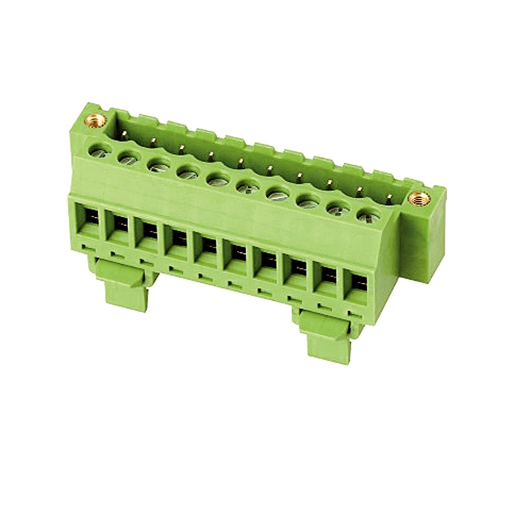 5.08 mm Pitch Printed Circuit Board (PCB) Terminal Block Header w/Screw Locks, Mini DIN Rail Mount, Screw Clam