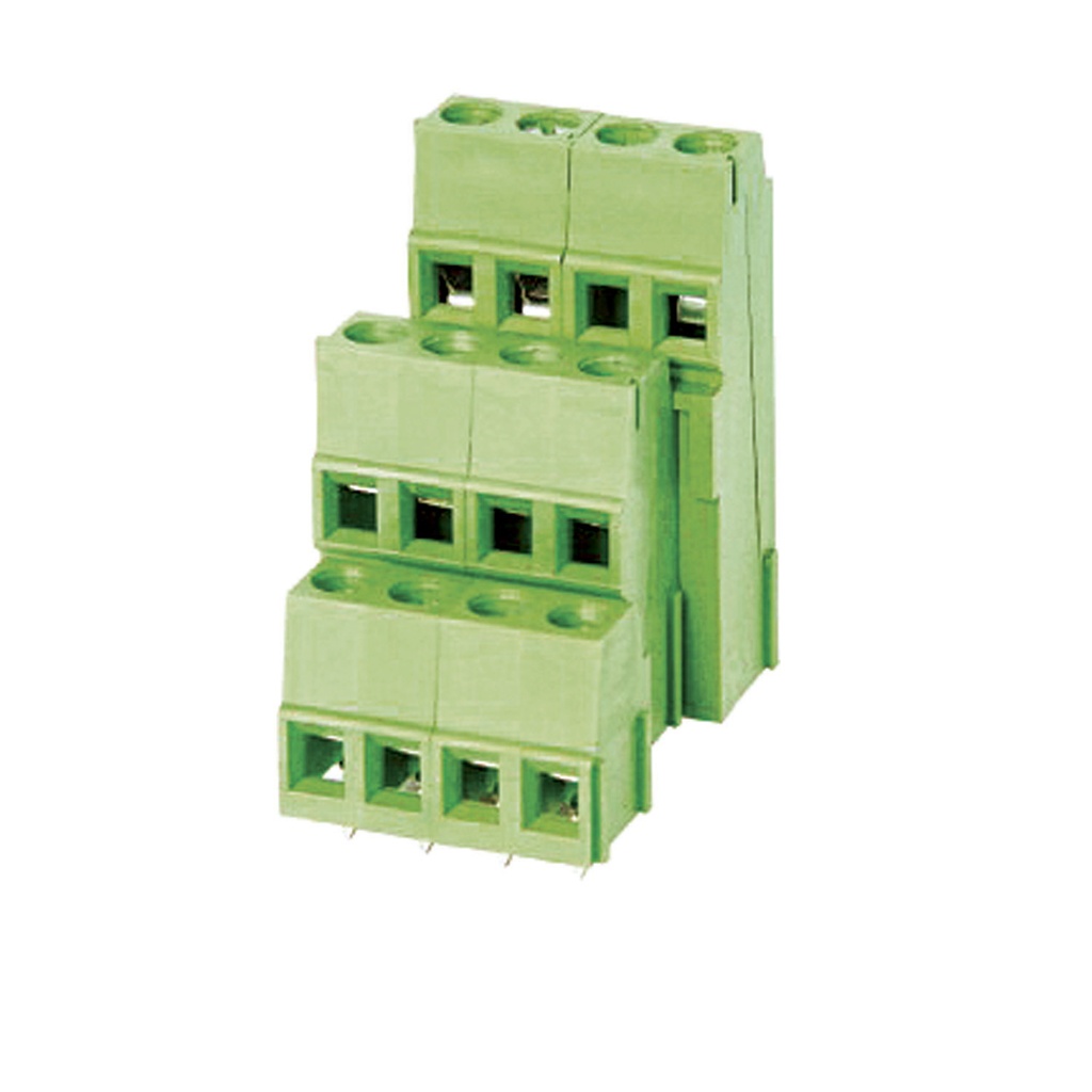 2 Position, 5.08 mm Pitch Triple-Level Fixed PCB Terminal Block, Screw Clamp, Offset