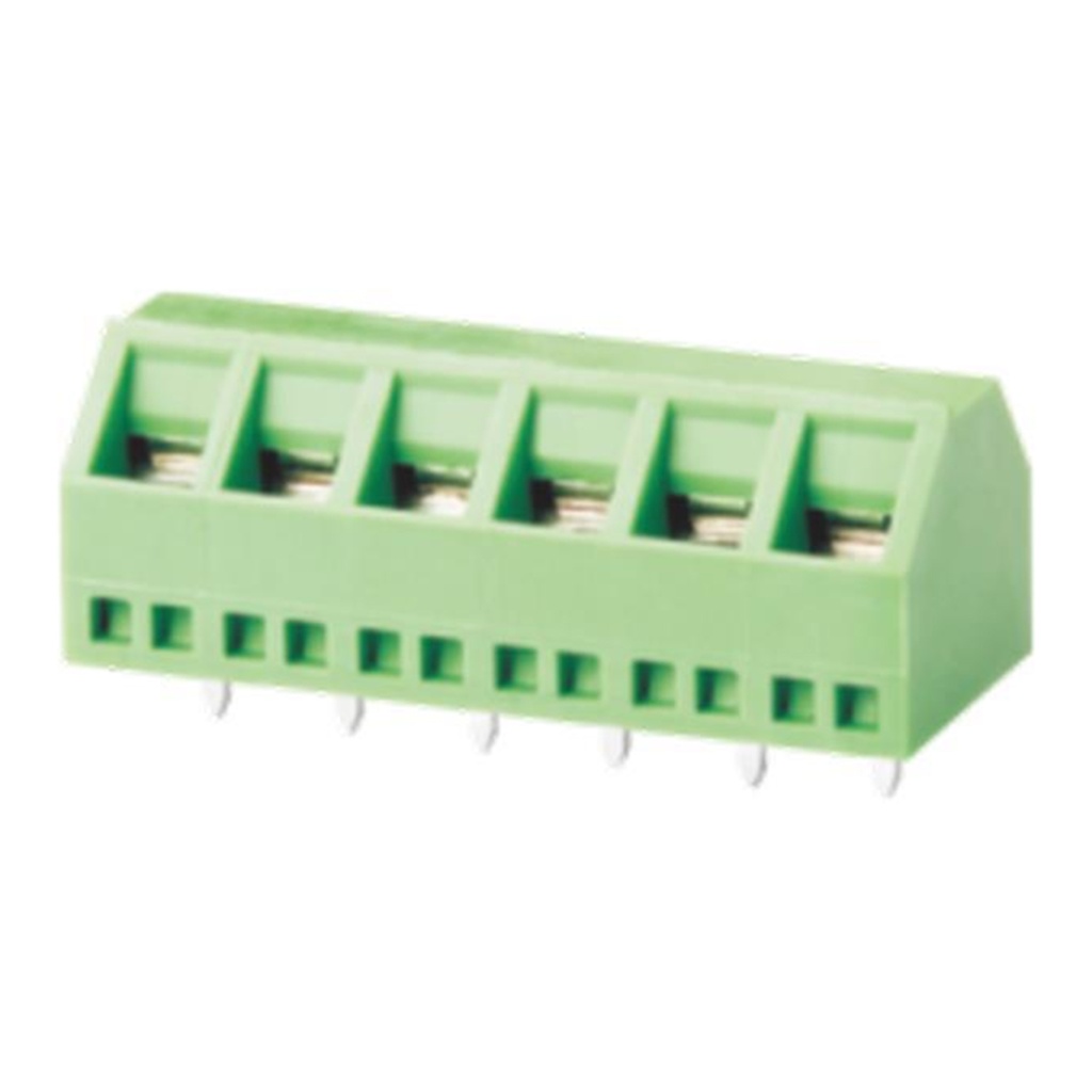 10 Position, 5.08 mm Pitch  Fixed Printed Circuit Board (PCB) Terminal Block, Screw Clamp, 45 Degree Entry