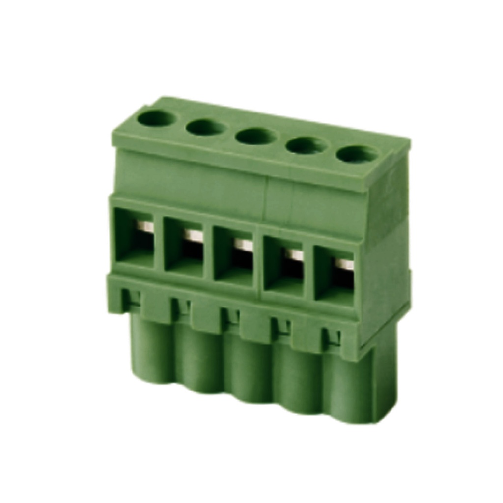 PCB Terminal Block Plug Screw Clamp, Scallop Side Wire Entry, 5.08mm, 16 Position with Screw Locks
