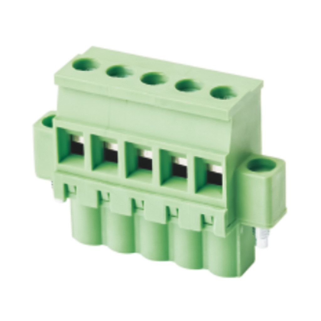 PCB Terminal Block Plug Screw Clamp, Scallop Side Wire Entry, 5.08mm, 16 Position with Screw Locks