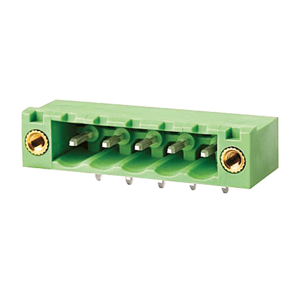 PCB Terminal Block Header Horizontal Entry, Scallop Side Down, Threaded Insert, 16 Position