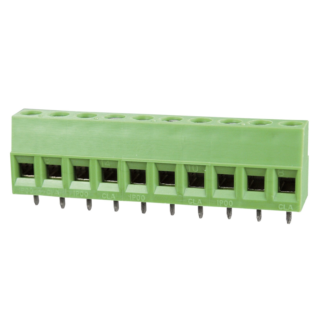 5.08mm Pitch fixed Printed Circuit Board (PCB) terminal block, mini multi-position with moving clamp, horizontal Screw Clamp wire entry, 13 position