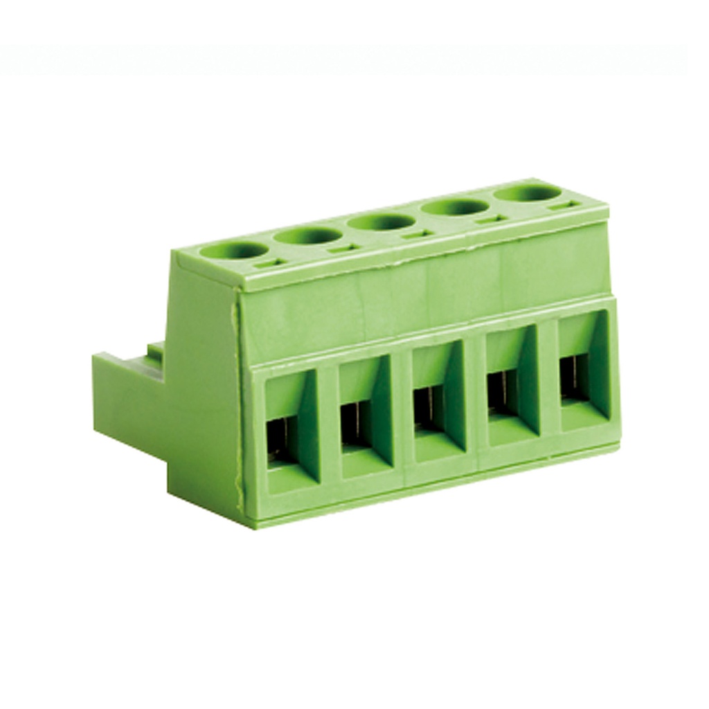 5 Position Pluggable Terminal Block, Screw Connector Terminal Wiring, 5mm Spacing, 24-12 AWG
