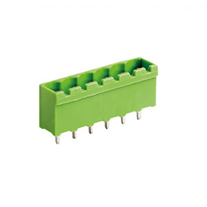 5 Position PCB Terminal Block Header With Closed Ends, Vertical,  5.08mm Pin Spacing, Polarizing Ribs, Green Housing