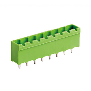 7 Position PCB Terminal Block Header With Closed Ends, Vertical,  5.08mm Pin Spacing, Polarizing Ribs, Green Housing