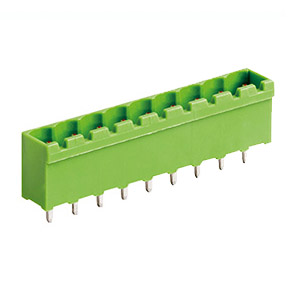 9 Position PCB Terminal Block Header With Closed Ends, Vertical,  5.08mm Pin Spacing, Polarizing Ribs, Green Housing