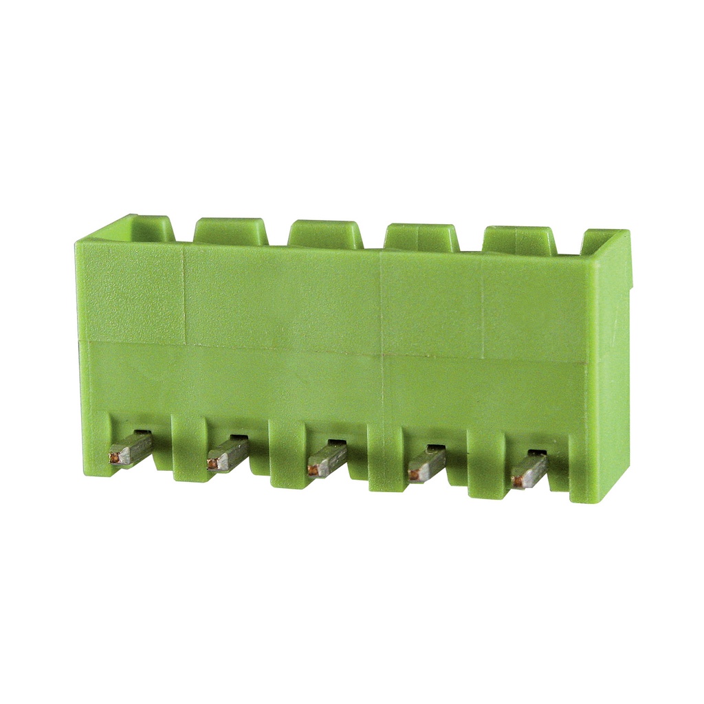 10 Position PCB Terminal Block Header With Closed Ends, Horizontal, 5mm Pin Spacing, Polarizing Ribs