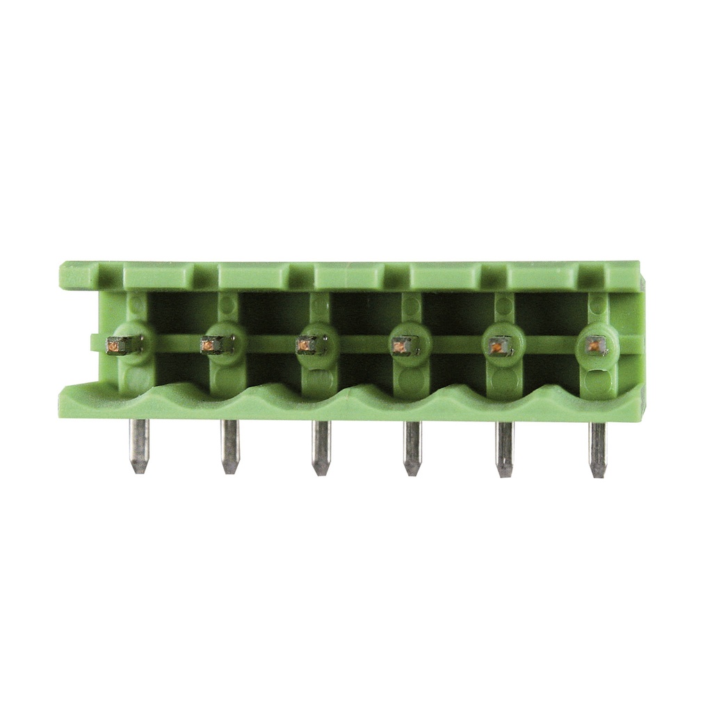 10 Position PCB Terminal Block Header With Open Ends, Horizontal, 7.5mm Pin Spacing, Polarizing Ribs, Green Housing