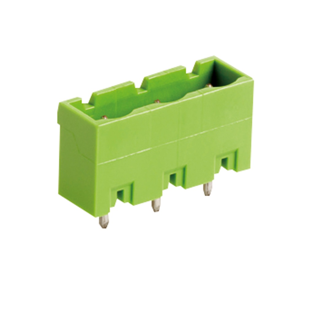 10 Position PCB Terminal Block Header With Closed Ends, Vertical, 7.5mm Pin Spacing, Polarizing Ribs, Green Housing