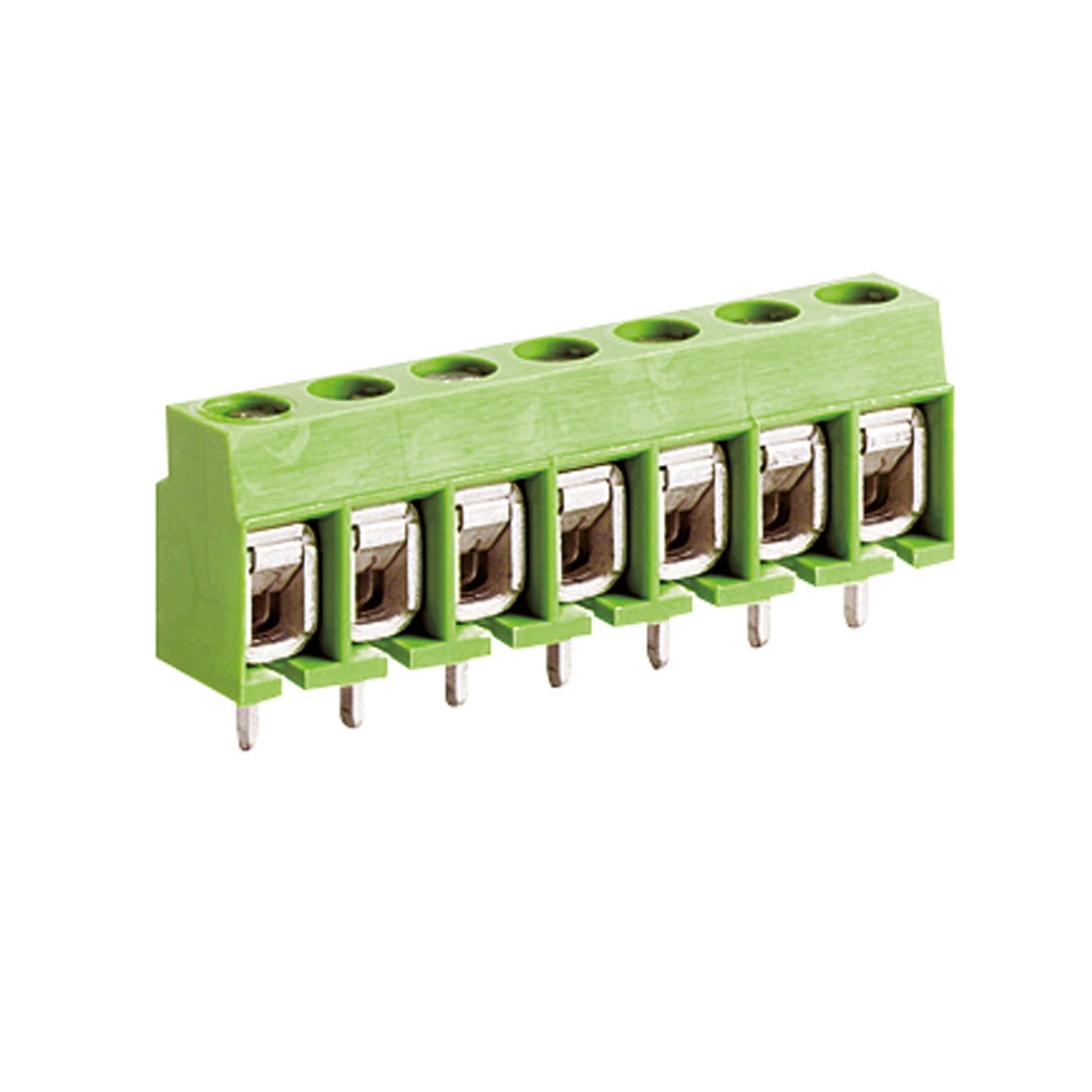 11 Position Low Cost PCB Terminal Block, Green Housing, 5mm Pin Spacing, 30-14 AWG