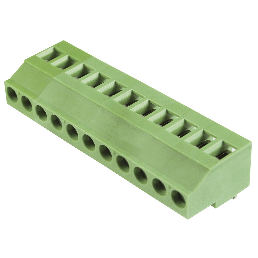 5.08mm, fixed Printed Circuit Board (PCB) terminal block, multi-position, vertical Screw Clamp wire entry, 11 position