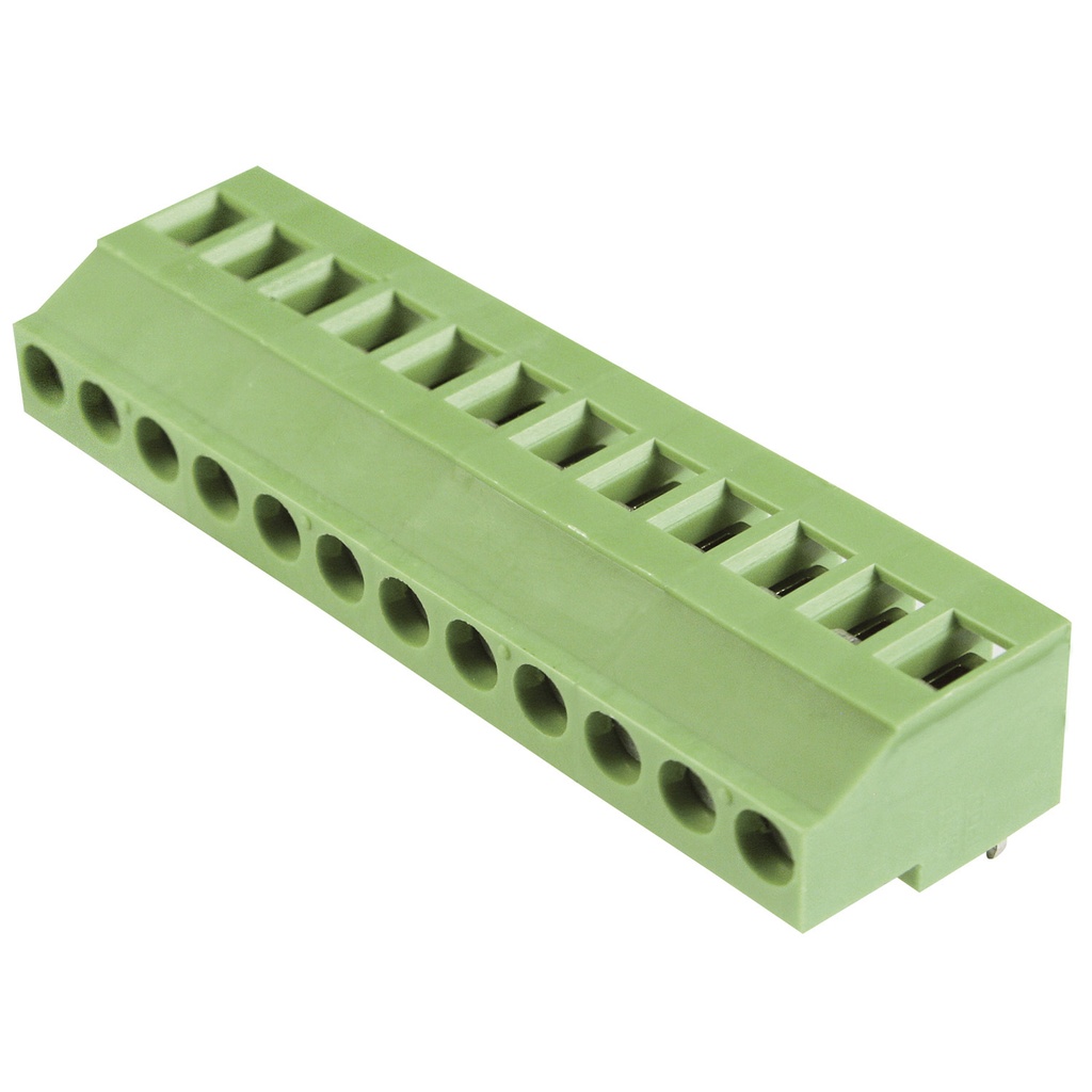 5.08mm, fixed Printed Circuit Board (PCB) terminal block, multi-position, vertical Screw Clamp wire entry, 12 position