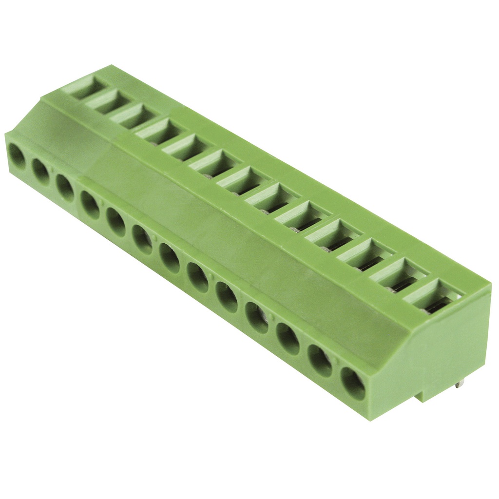 5.08mm, fixed Printed Circuit Board (PCB) terminal block, multi-position, vertical Screw Clamp wire entry, 13 position