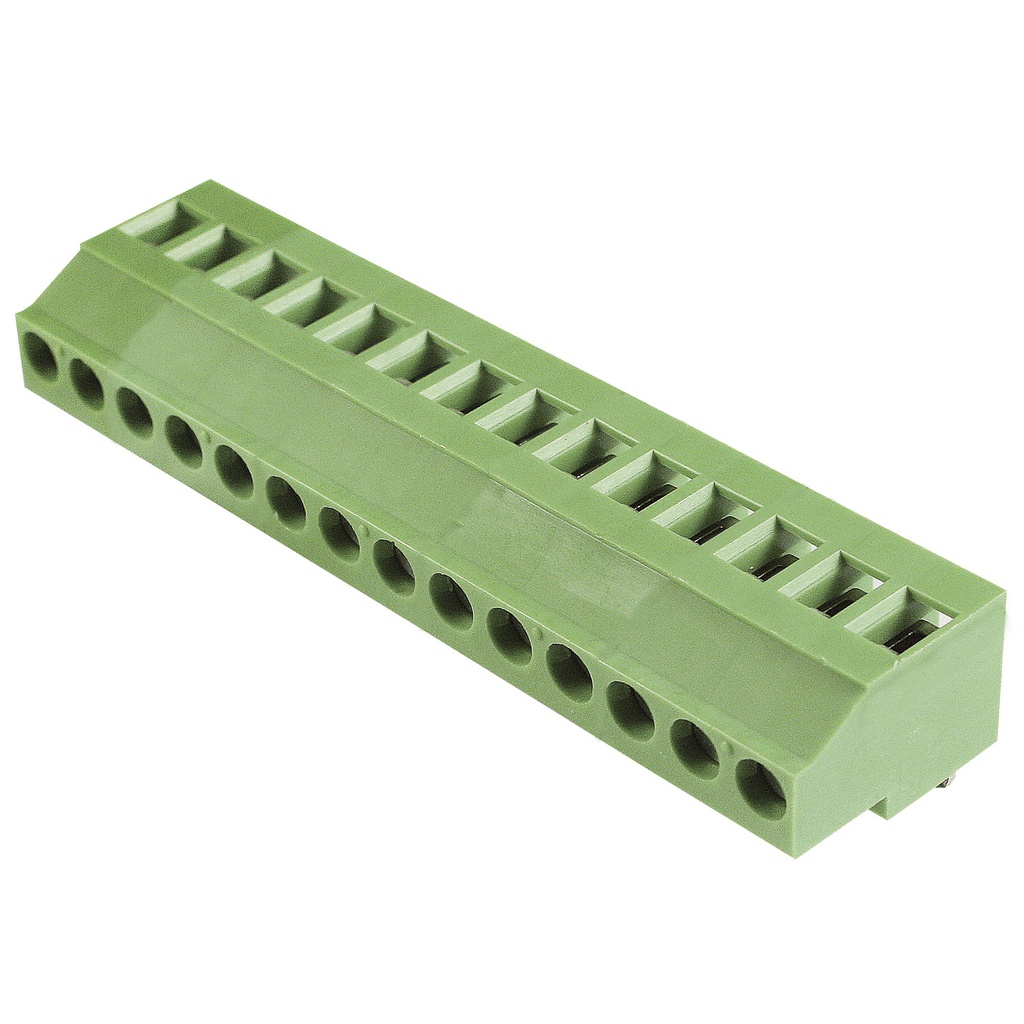 5.08mm, fixed Printed Circuit Board (PCB) terminal block, multi-position, vertical Screw Clamp wire entry, 14 position