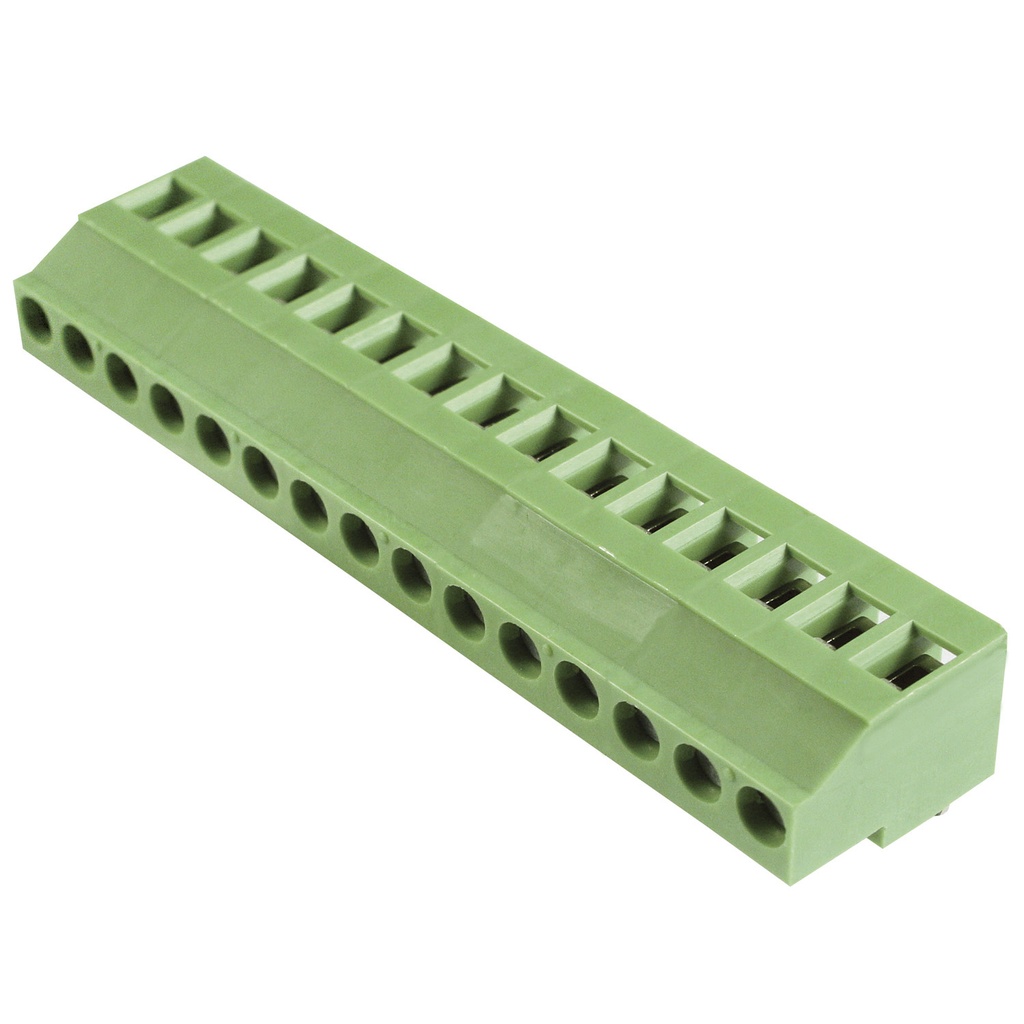 5.08mm, fixed Printed Circuit Board (PCB) terminal block, multi-position, vertical Screw Clamp wire entry, 15 position