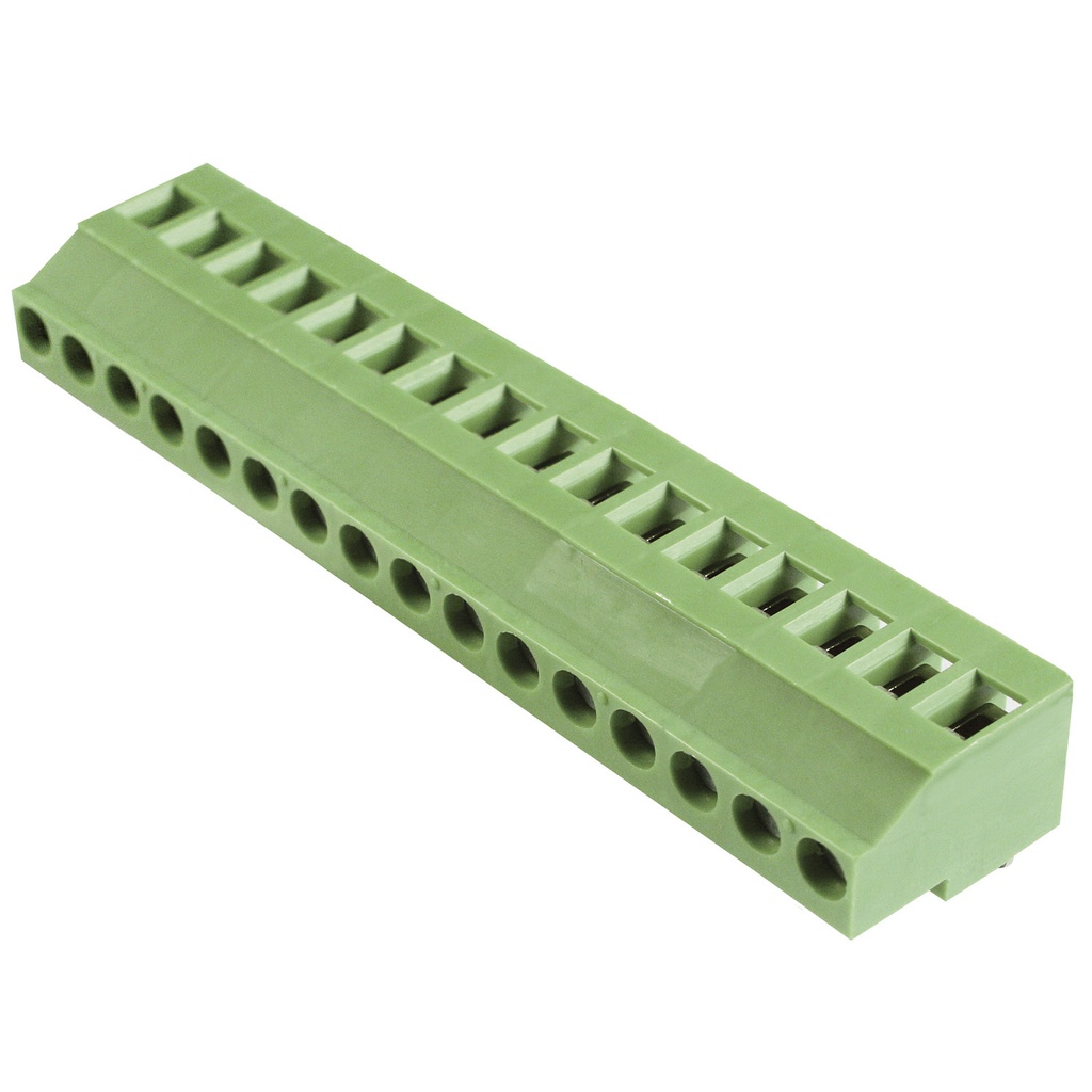 5.08mm, fixed Printed Circuit Board (PCB) terminal block, multi-position, vertical Screw Clamp wire entry, 16 position