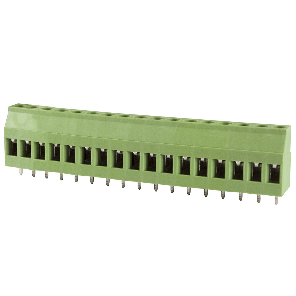 5.08mm, fixed Printed Circuit Board (PCB) terminal block, multi-position, horizontal Screw Clamp wire entry, 17 position