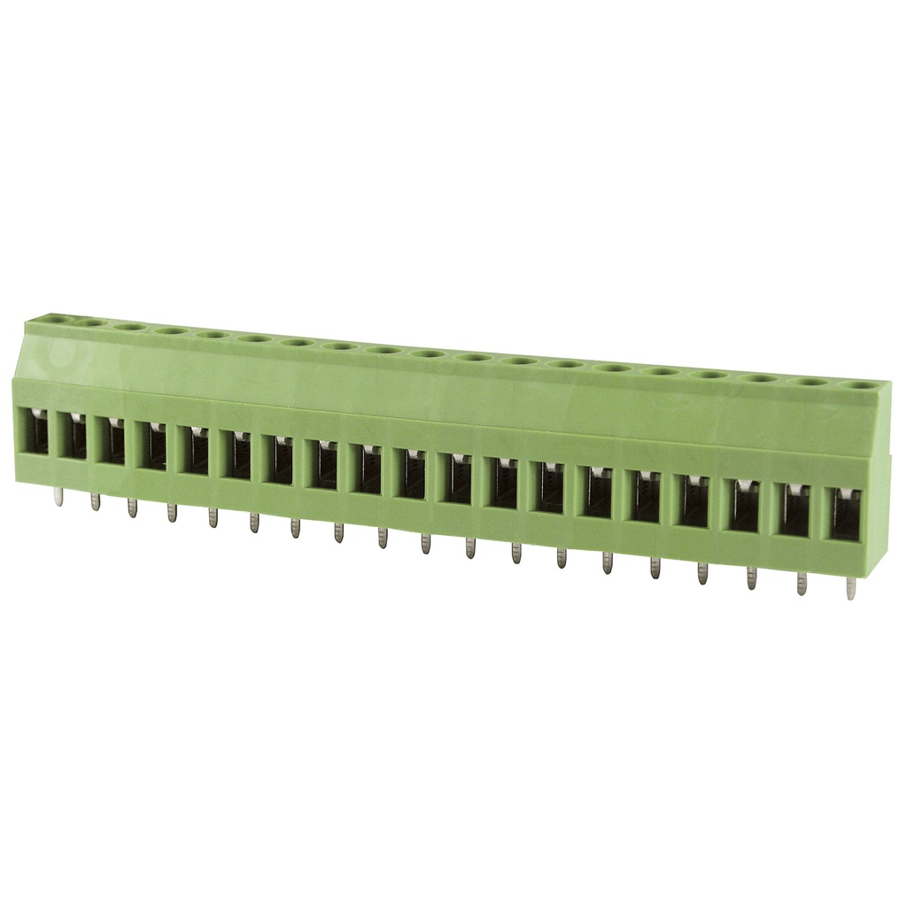 5.08mm, fixed Printed Circuit Board (PCB) terminal block, multi-position, horizontal Screw Clamp wire entry, 19 position