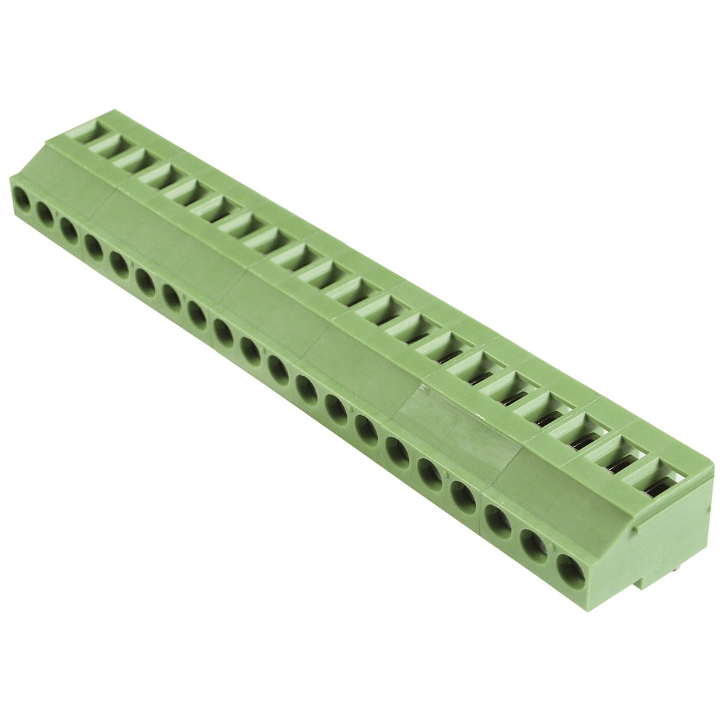 5.08mm, fixed Printed Circuit Board (PCB) terminal block, multi-position, vertical Screw Clamp wire entry, 20 position