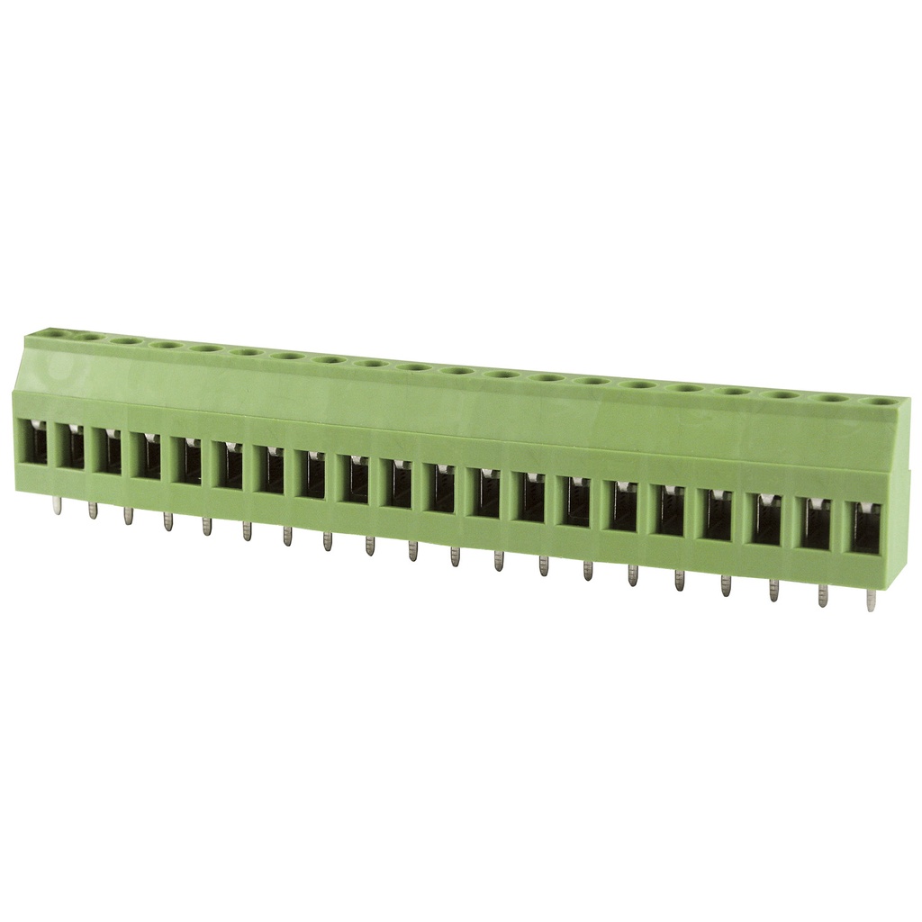 5.08mm, fixed Printed Circuit Board (PCB) terminal block, multi-position, horizontal Screw Clamp wire entry, 20 position