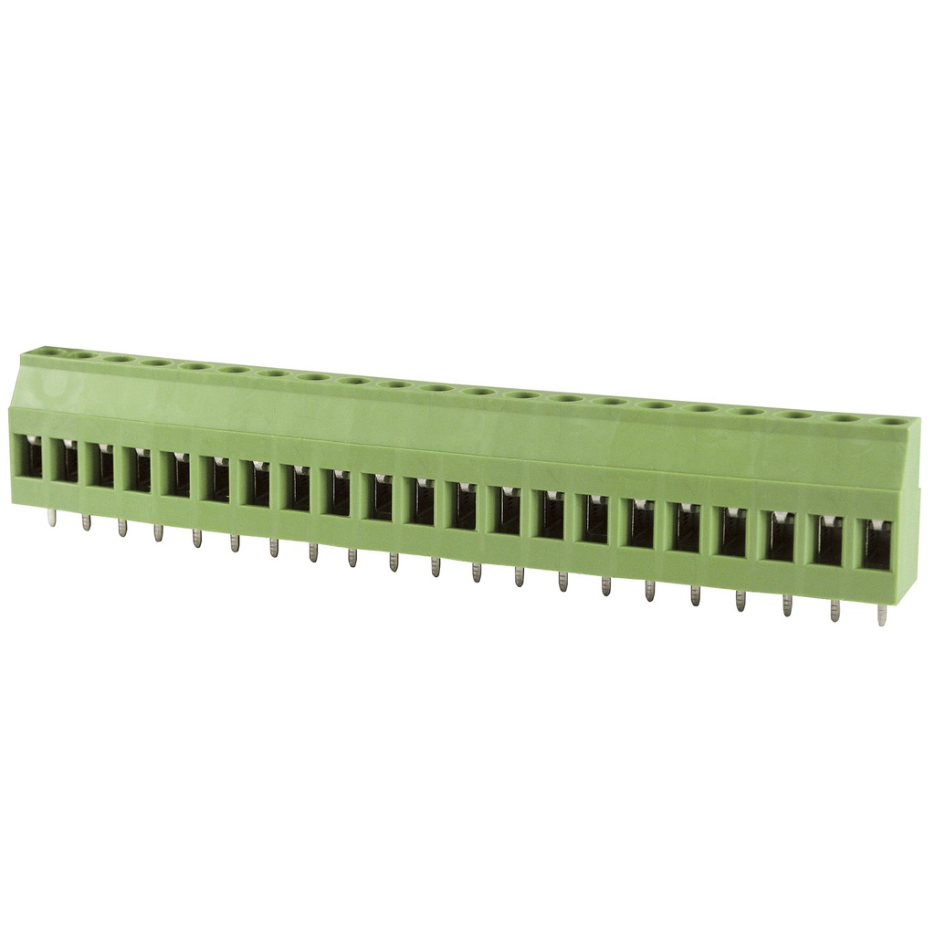 5.08mm, fixed Printed Circuit Board (PCB) terminal block, multi-position, horizontal Screw Clamp wire entry, 21 position